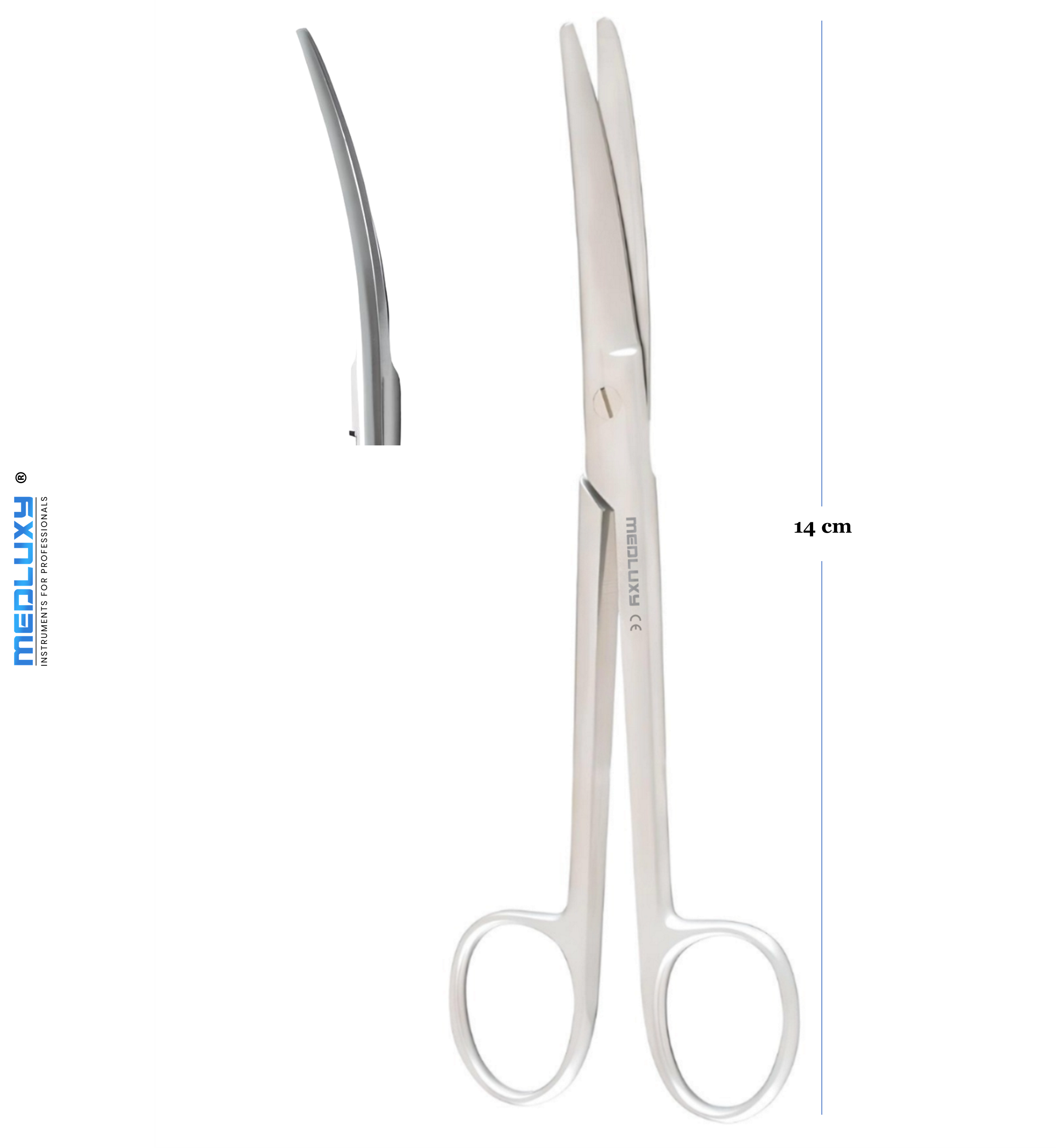Medluxy - Prepareerschaar Mayo - Gebogen - 14 cm - Stompe Punt - Professionele Kwaliteit - M-0084